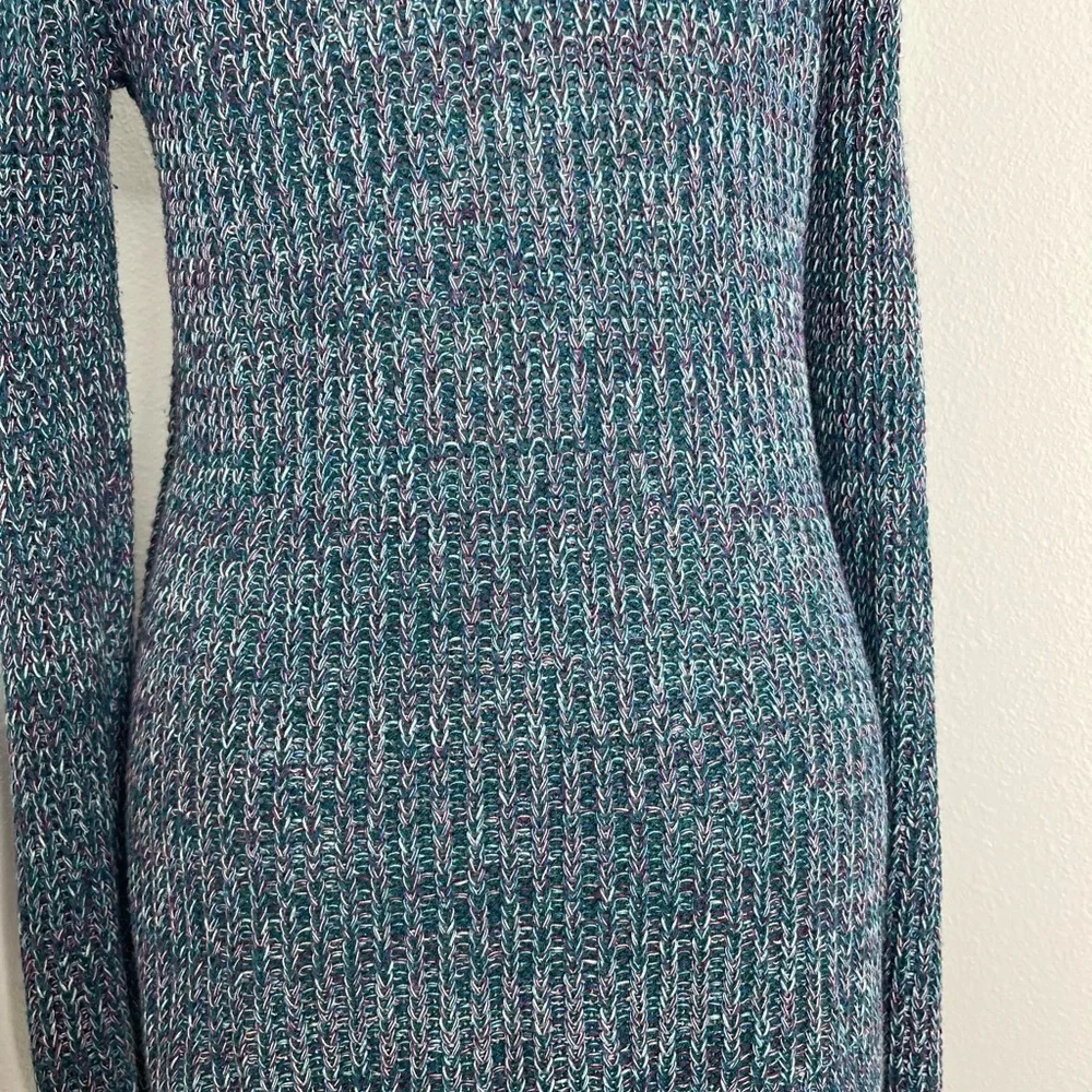 Faded Glory Women's Teal Multicolor Long Sleeve Cable Knit Pullover Sweater Sm